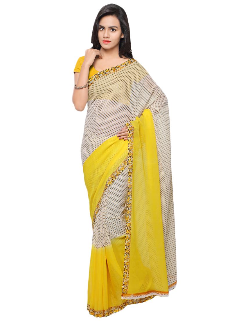 contrast border printed saree with blouse - 16426836 - Zoom Image - 0