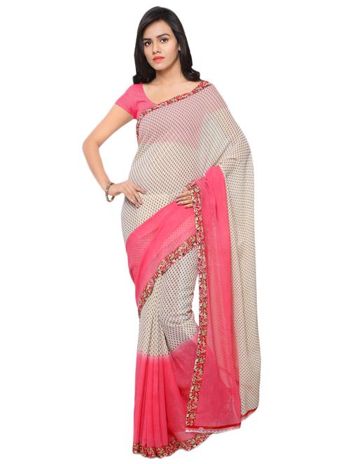 contrast border printed saree - 16426838 - Standard Image - 0