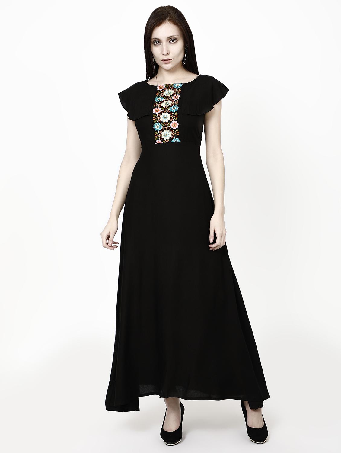 embroidered detail flared gown - 16428055 - Zoom Image - 0