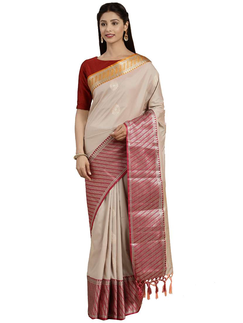 ethnic zari motif kanjivaram saree with blouse