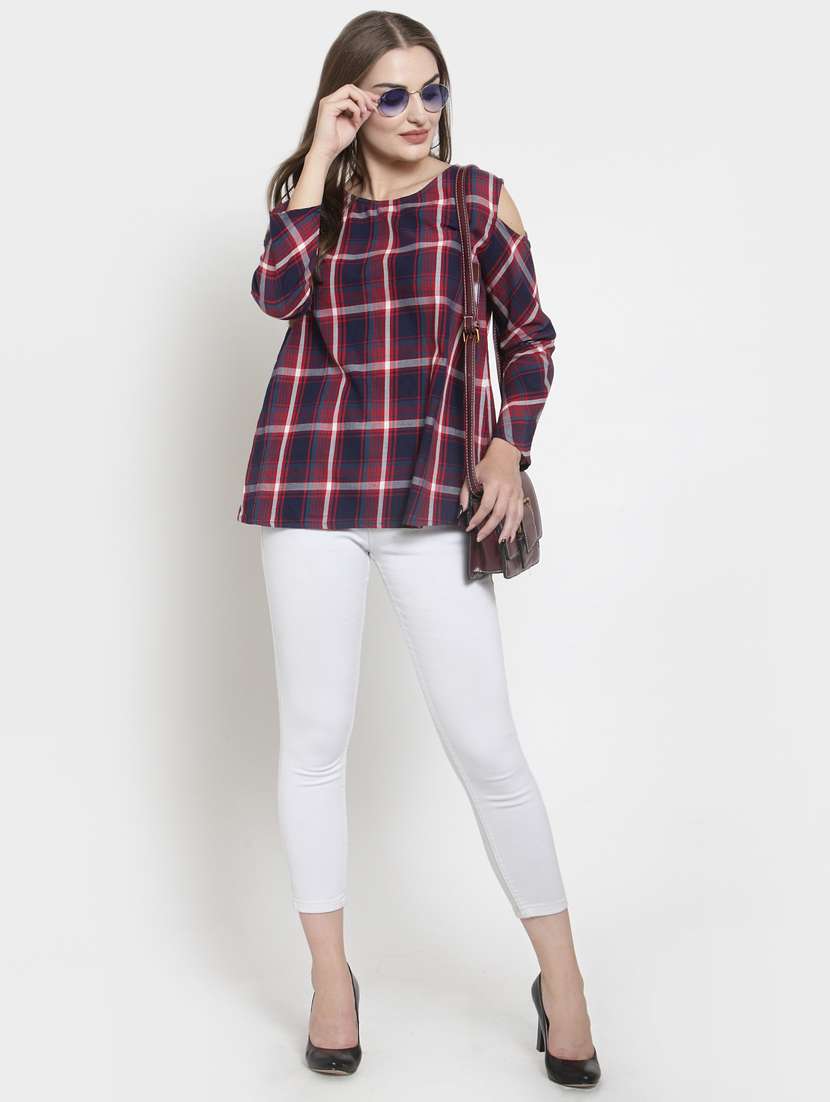 women's straight round neck top - 16431733 - Standard Image - 3