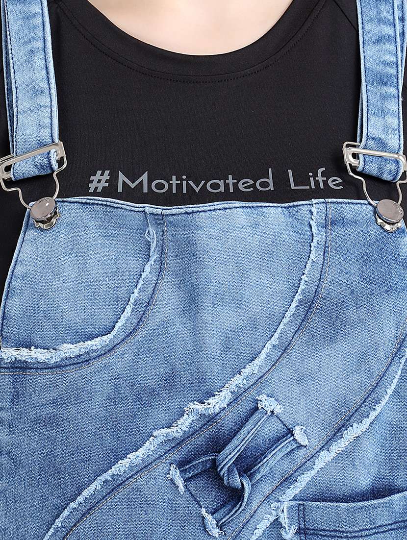 frayed detail stone washed dungaree - 16432684 - Standard Image - 3