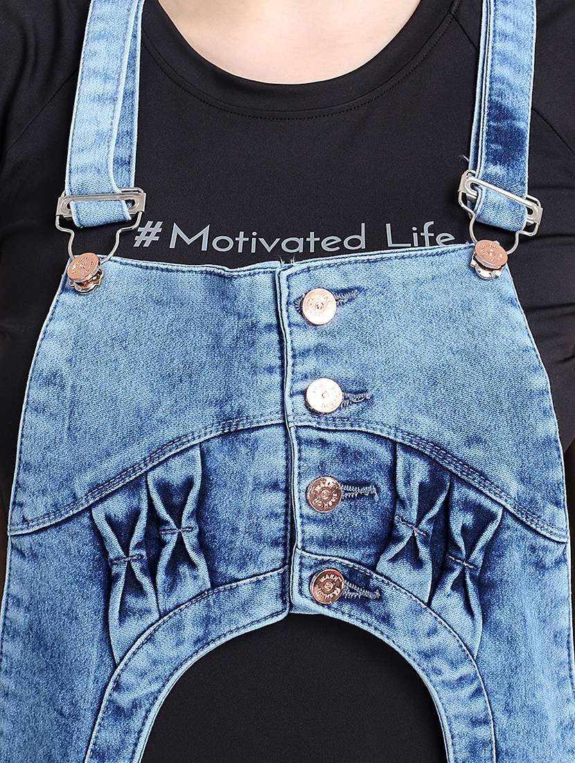 cut out detail stone washed dungaree - 16432686 - Standard Image - 3