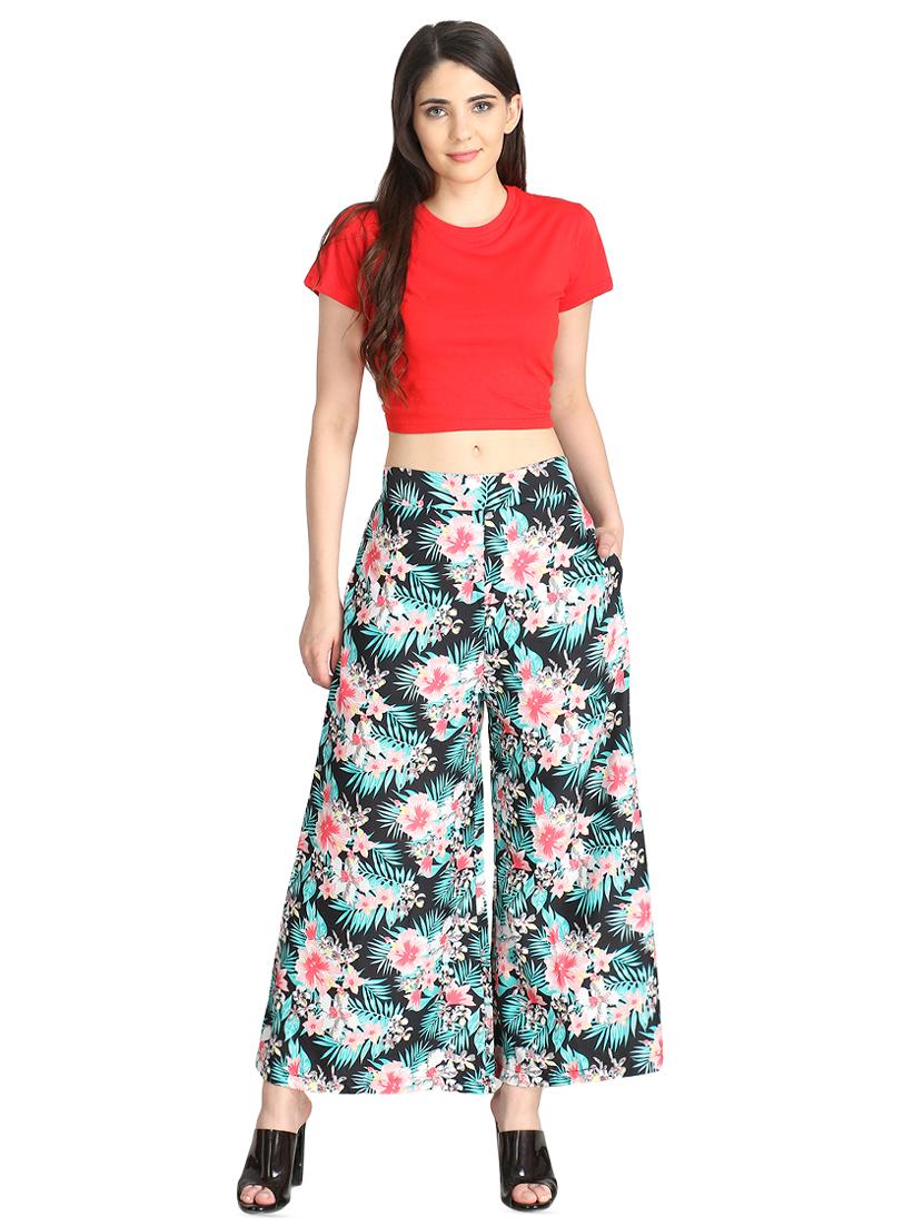 floral printed flared palazzo - 16432747 - Standard Image - 3