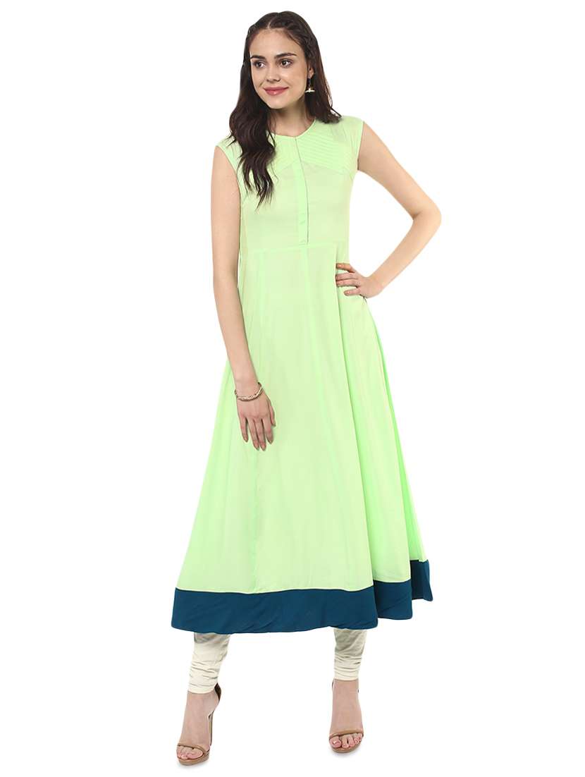 contrast solid anarkali kurta