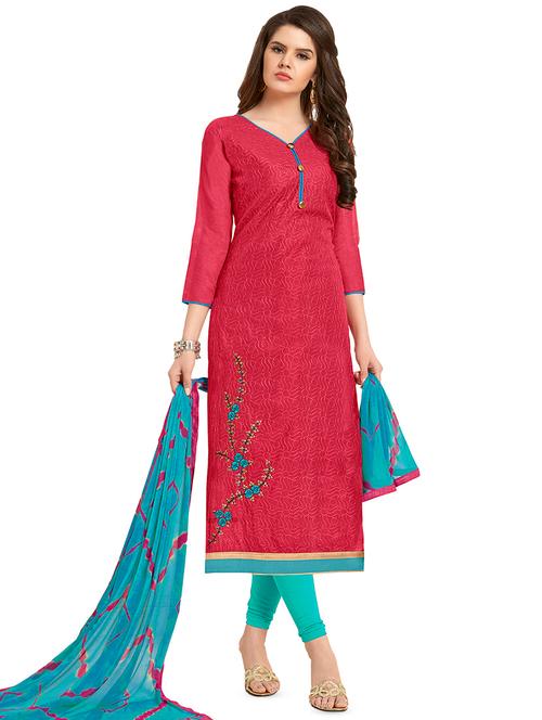 embroidered unstitched churidaar suit - 16433442 -  Standard Image - 0