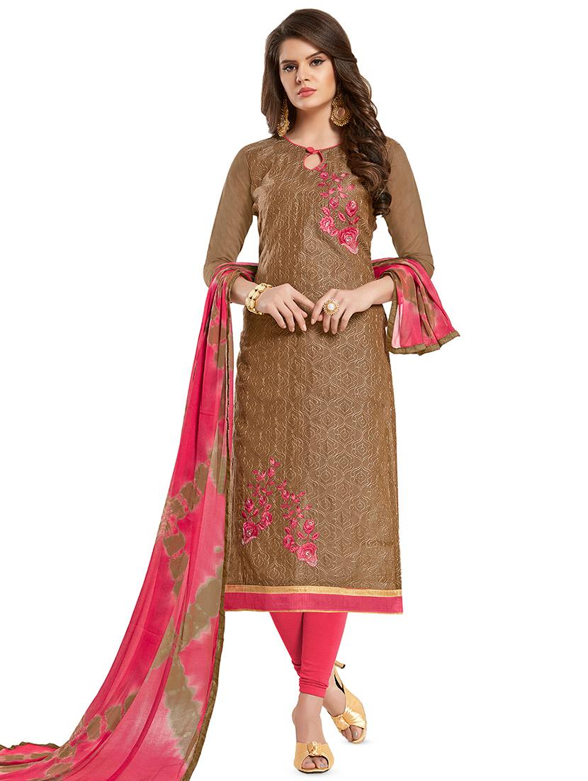 embroidered unstitched churidaar suit - 16433450 -  Zoom Image - 0