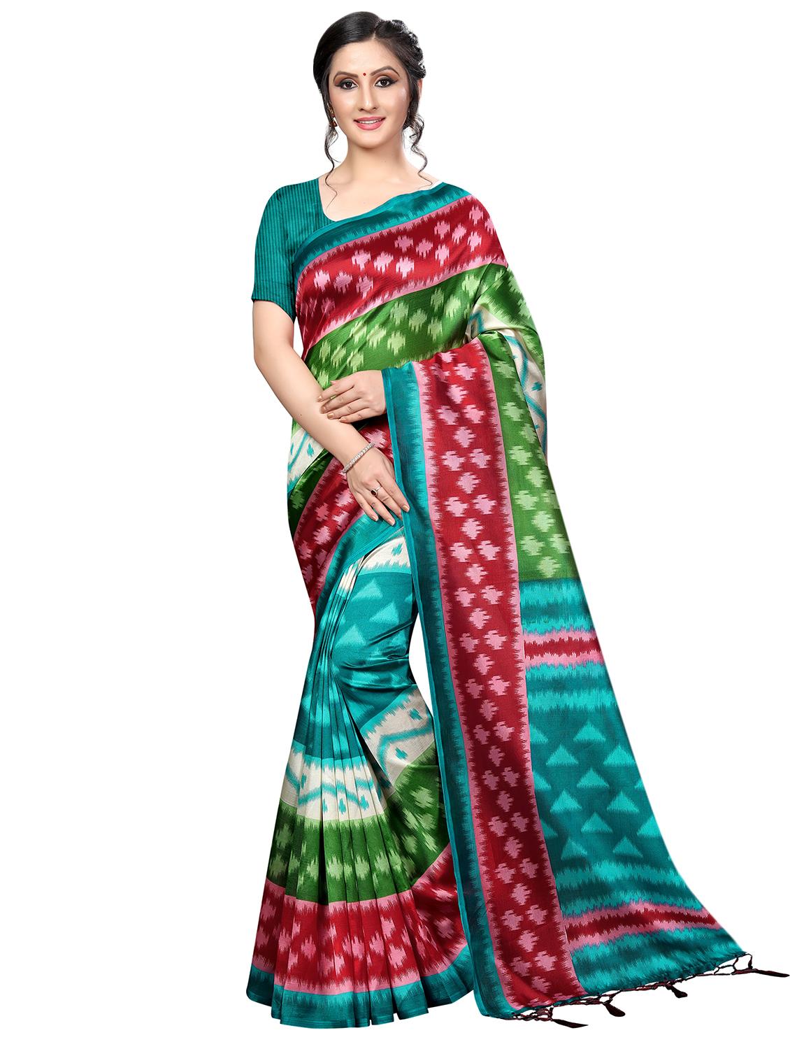 ikat printed saree with blouse - 16434652 -  Zoom Image - 0
