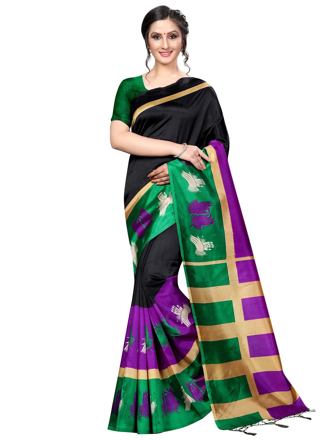 kalamkari printed bhagalpuri saree with blouse - 16436638 -  Zoom Image - 0