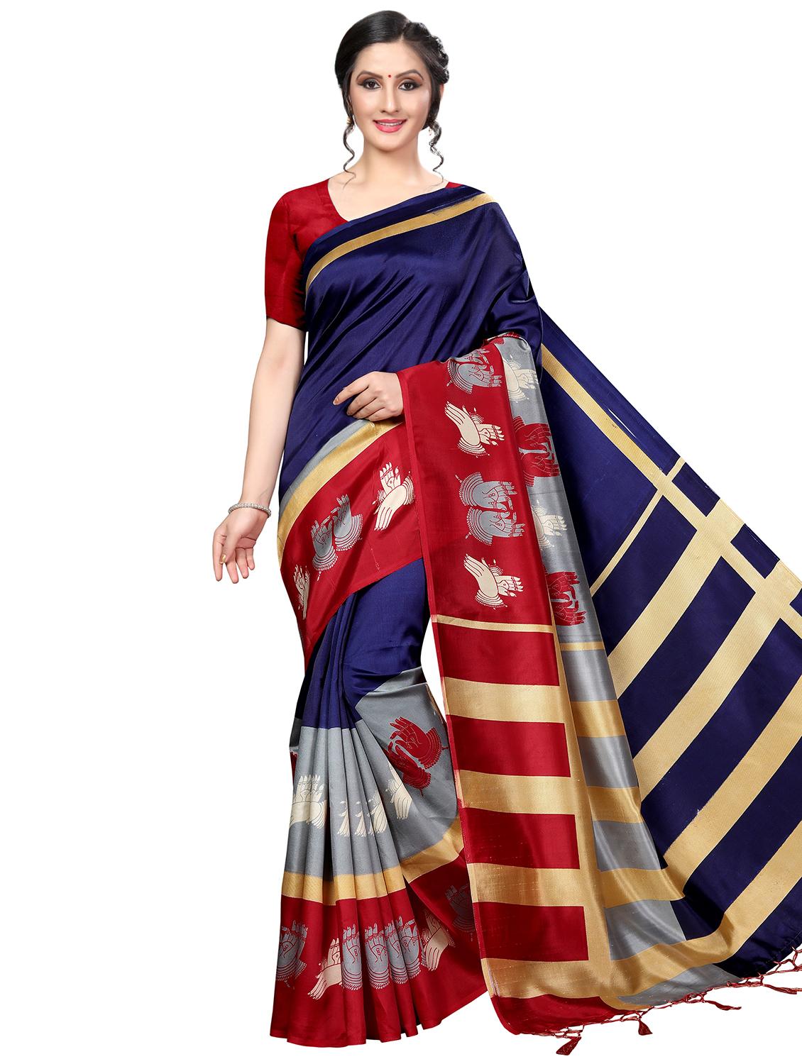kalamkari printed bhagalpuri saree with blouse - 16436641 -  Zoom Image - 0