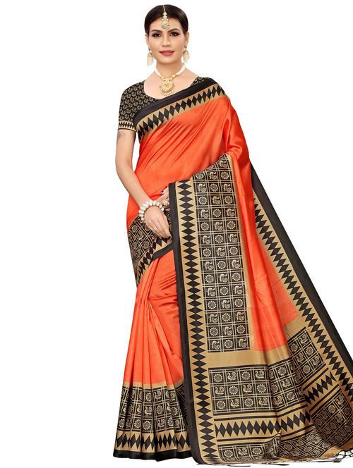 contrast border bhagalpuri saree with blouse - 16436652 -  Standard Image - 0