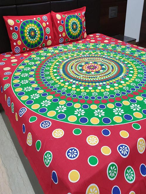cotton printed double bed sheet with 2 pillow covers - 16436996 - Standard Image - 0