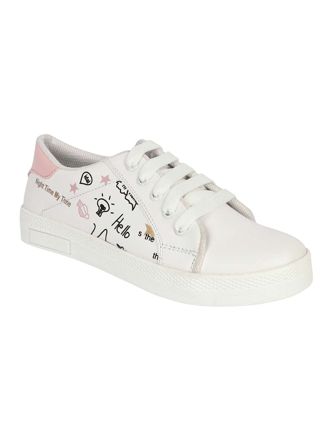 white lace-up sneakers