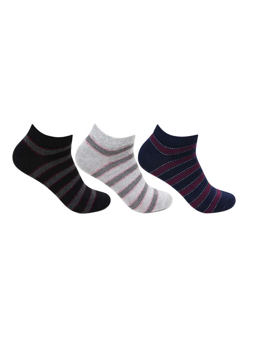 men pack of 3 striped ankle length socks
