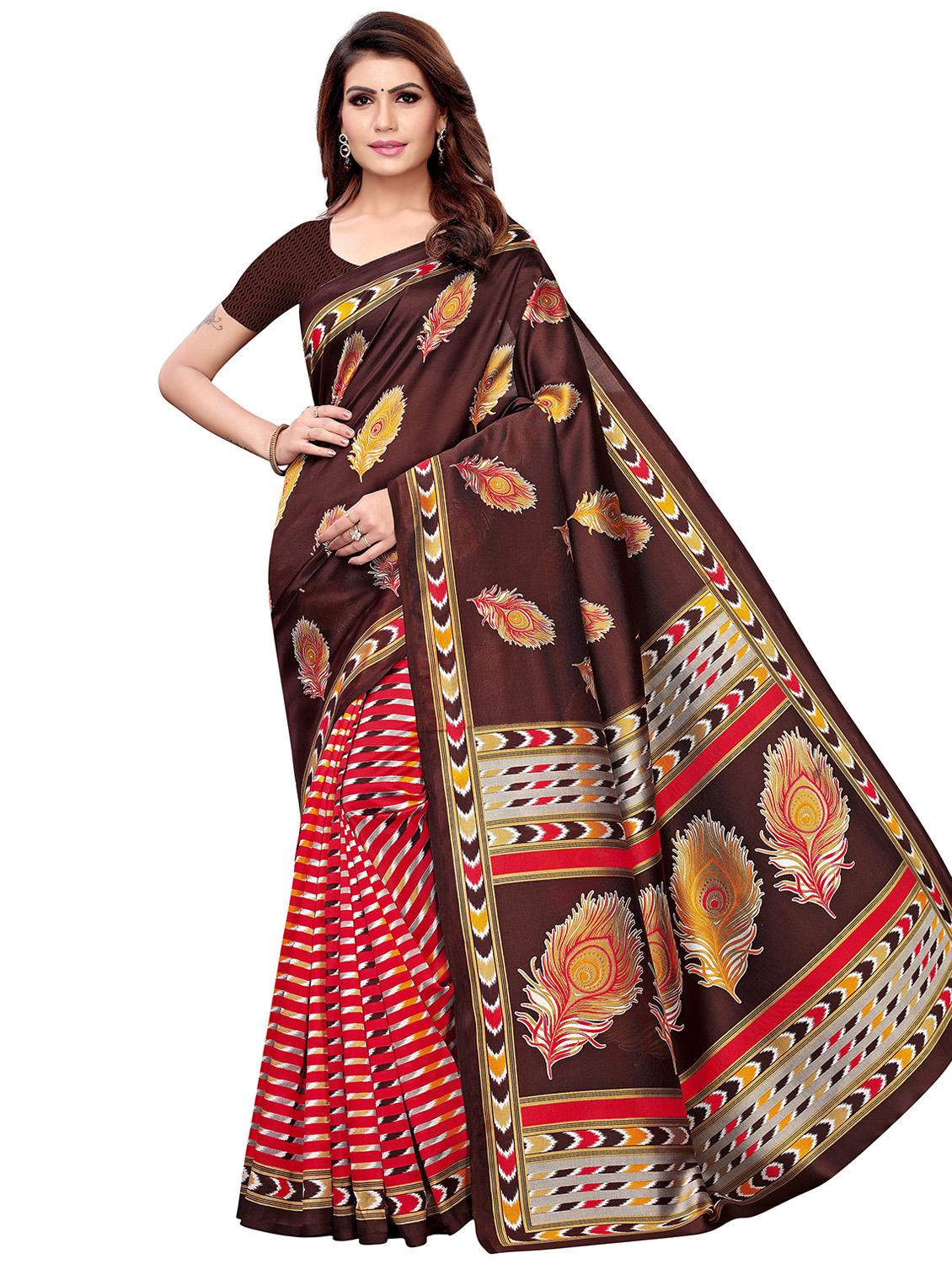 printed half and half saree with blouse - 16438589 - Zoom Image - 0
