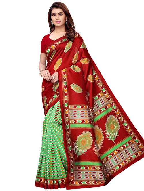 printed half and half saree with blouse - 16438591 - Standard Image - 0