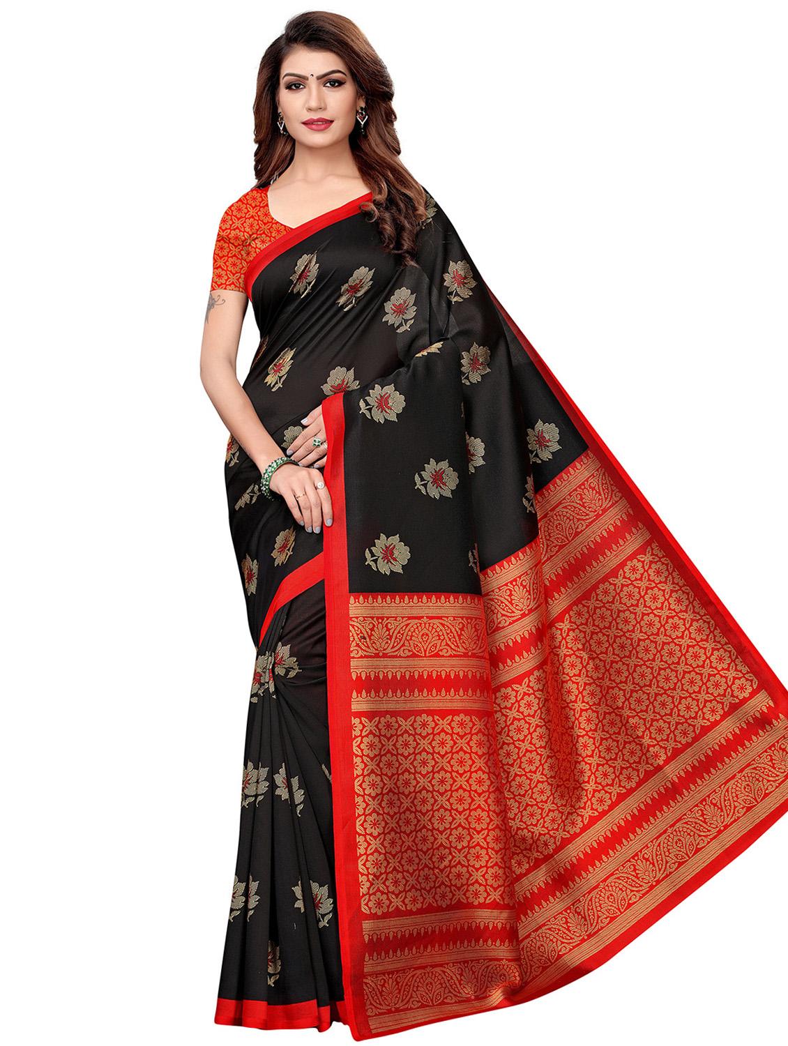 floral silk saree with blouse - 16438601 -  Zoom Image - 0