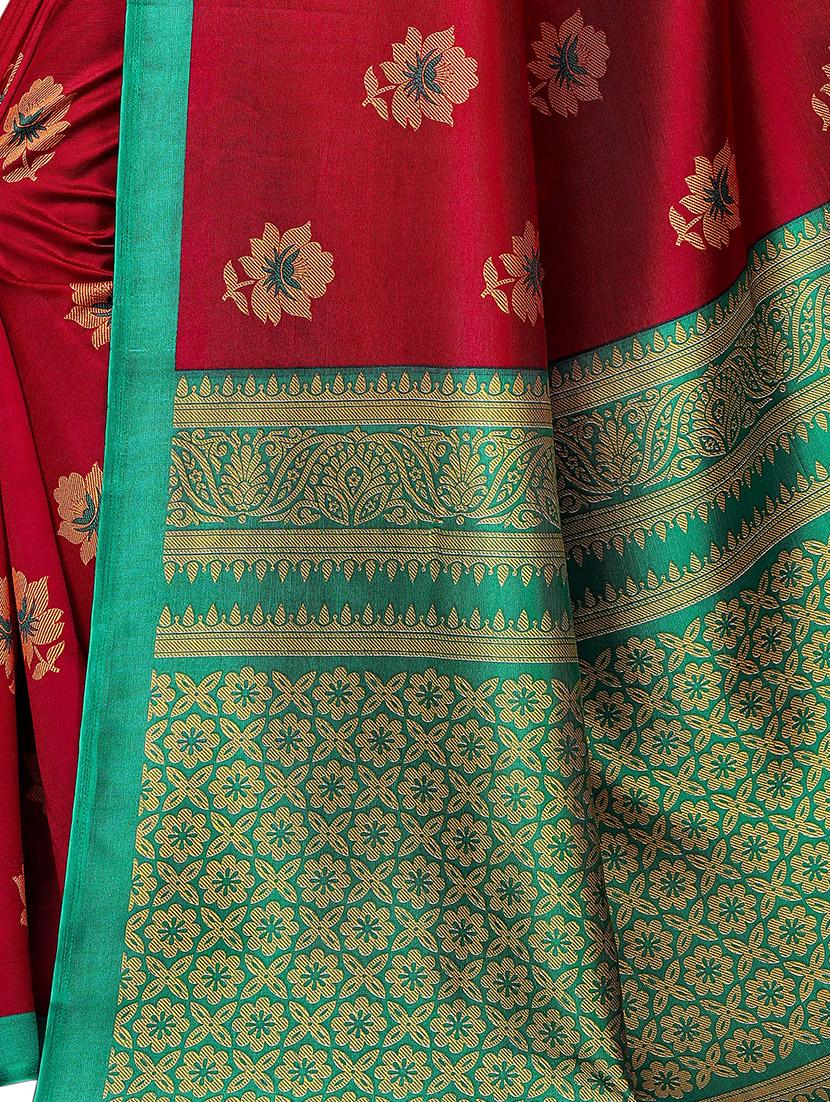 floral silk saree with blouse - 16438602 - Standard Image - 3