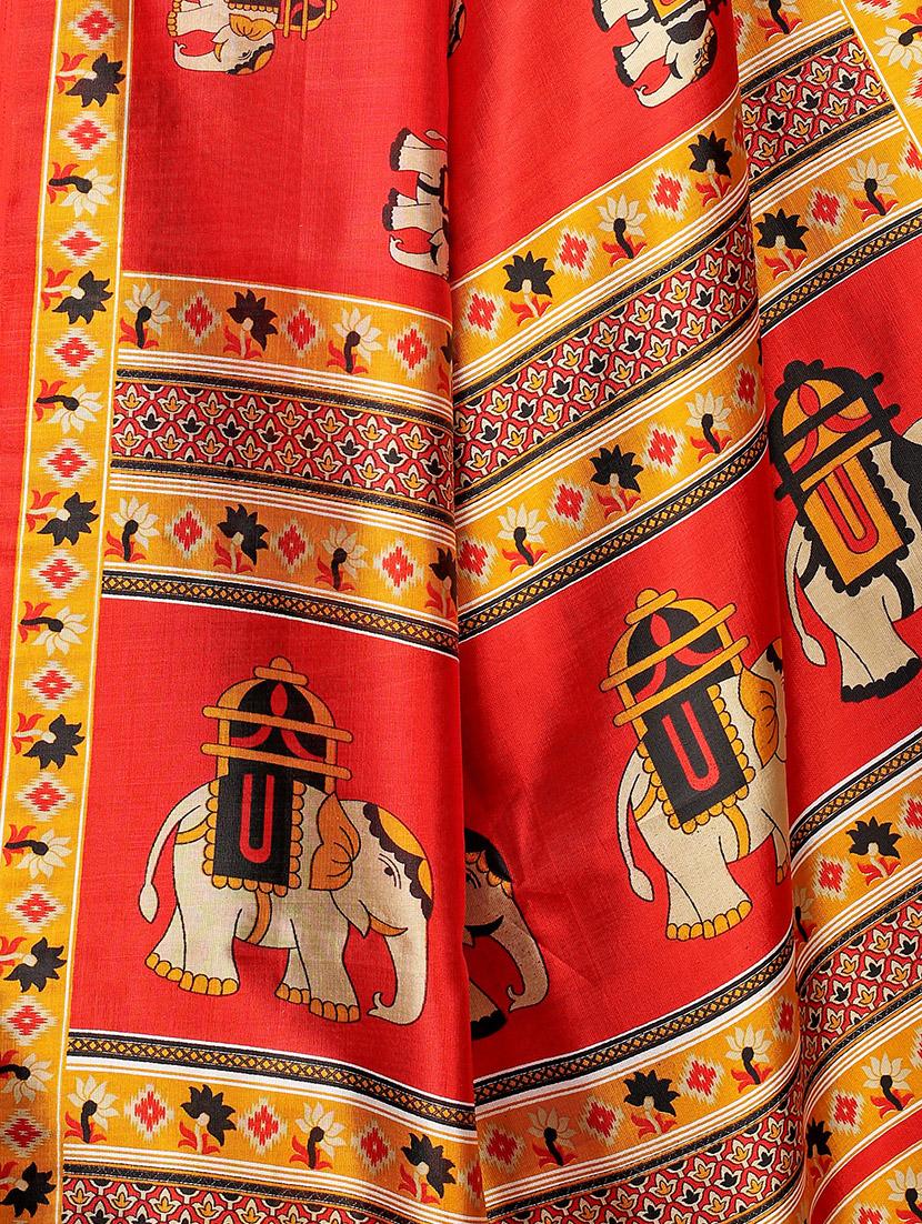 printed half & half saree with blouse - 16438606 - Standard Image - 3