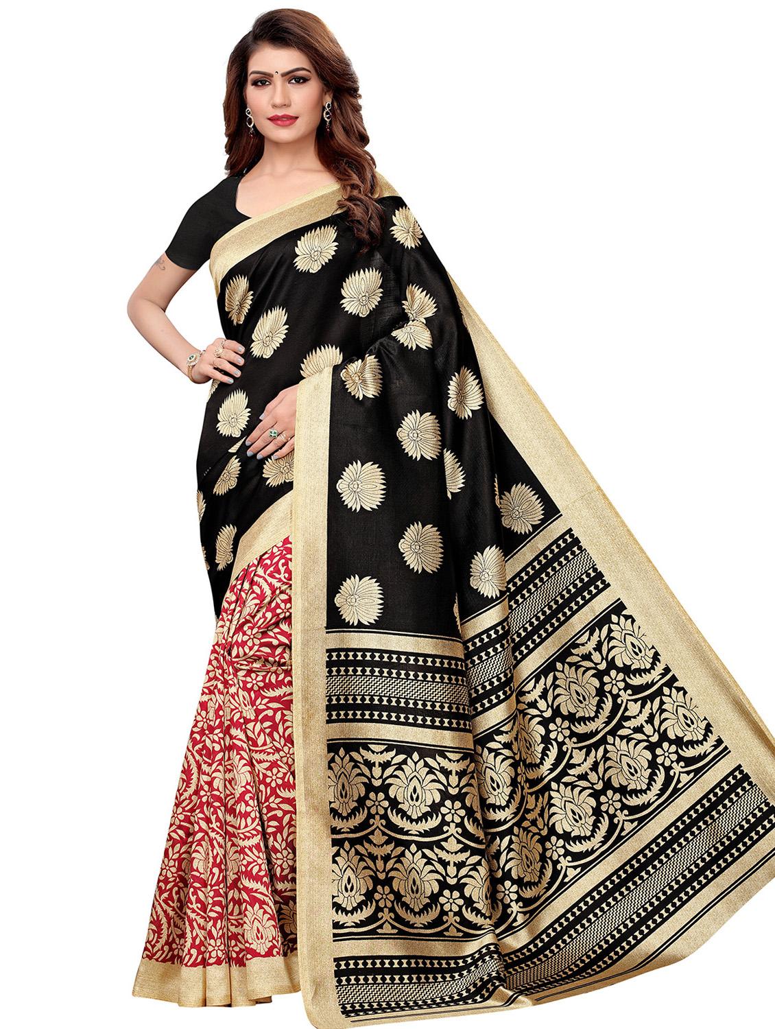printed half & half saree with blouse - 16438610 - Zoom Image - 0