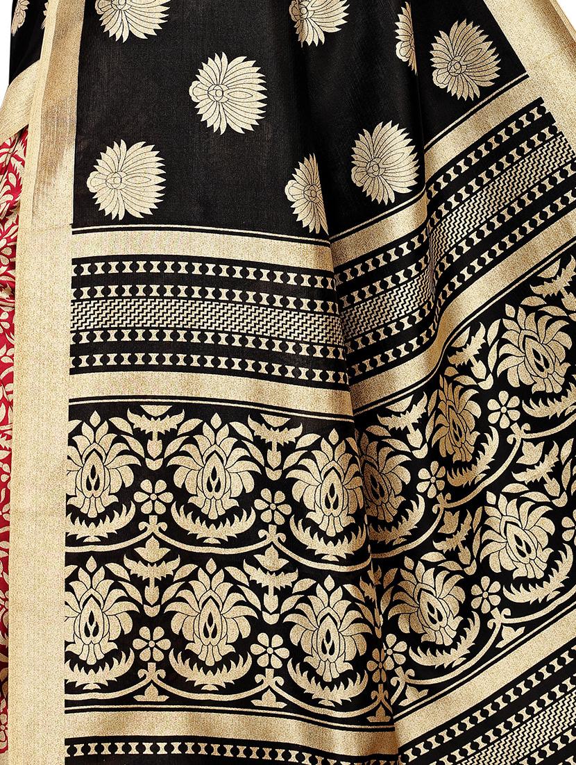 printed half & half saree with blouse - 16438610 - Standard Image - 3