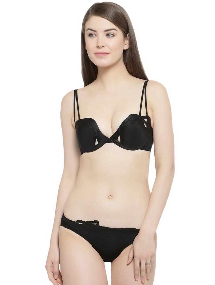 cutout detail bow knot bra and panty set - 16439464 -  Zoom Image - 0