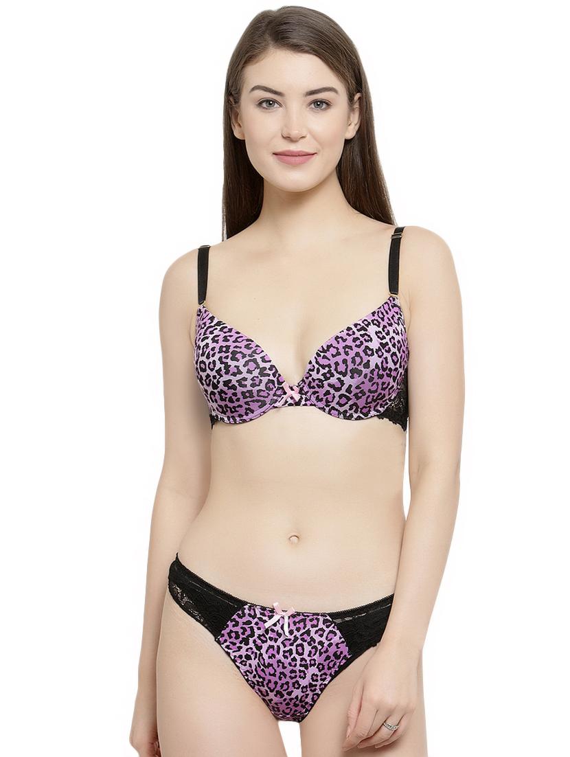 animal printed t-shirt bra and panty set  - 16439487 -  Zoom Image - 0