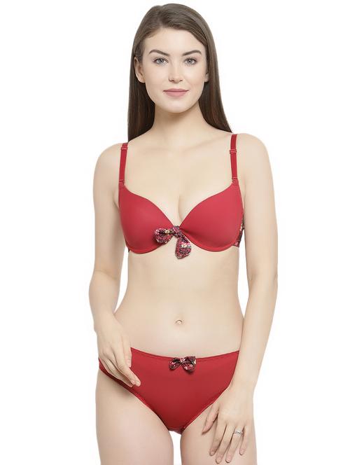 floral bow patch bra and panty set - 16439491 - Standard Image - 0
