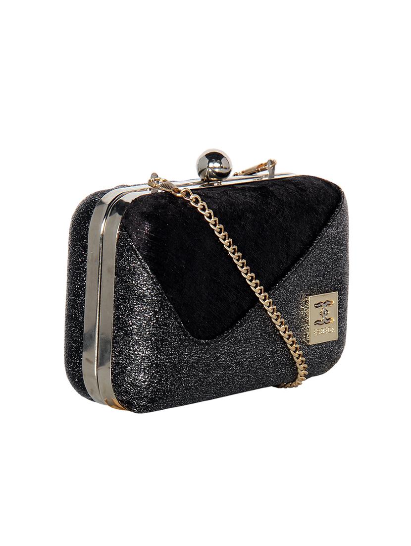 black leatherette (pu) box clutch - 16440943 - Standard Image - 3