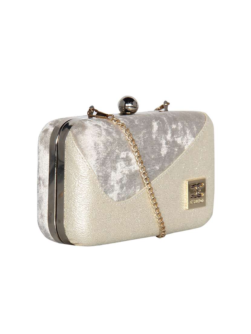 gold leatherette (pu) box clutch - 16440945 -  Standard Image - 3