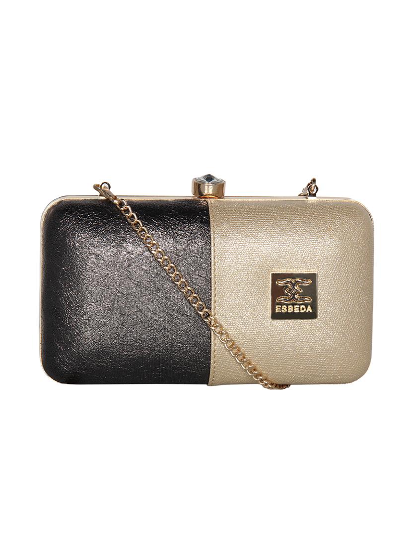 gold leatherette (pu) box clutch - 16440949 -  Zoom Image - 0