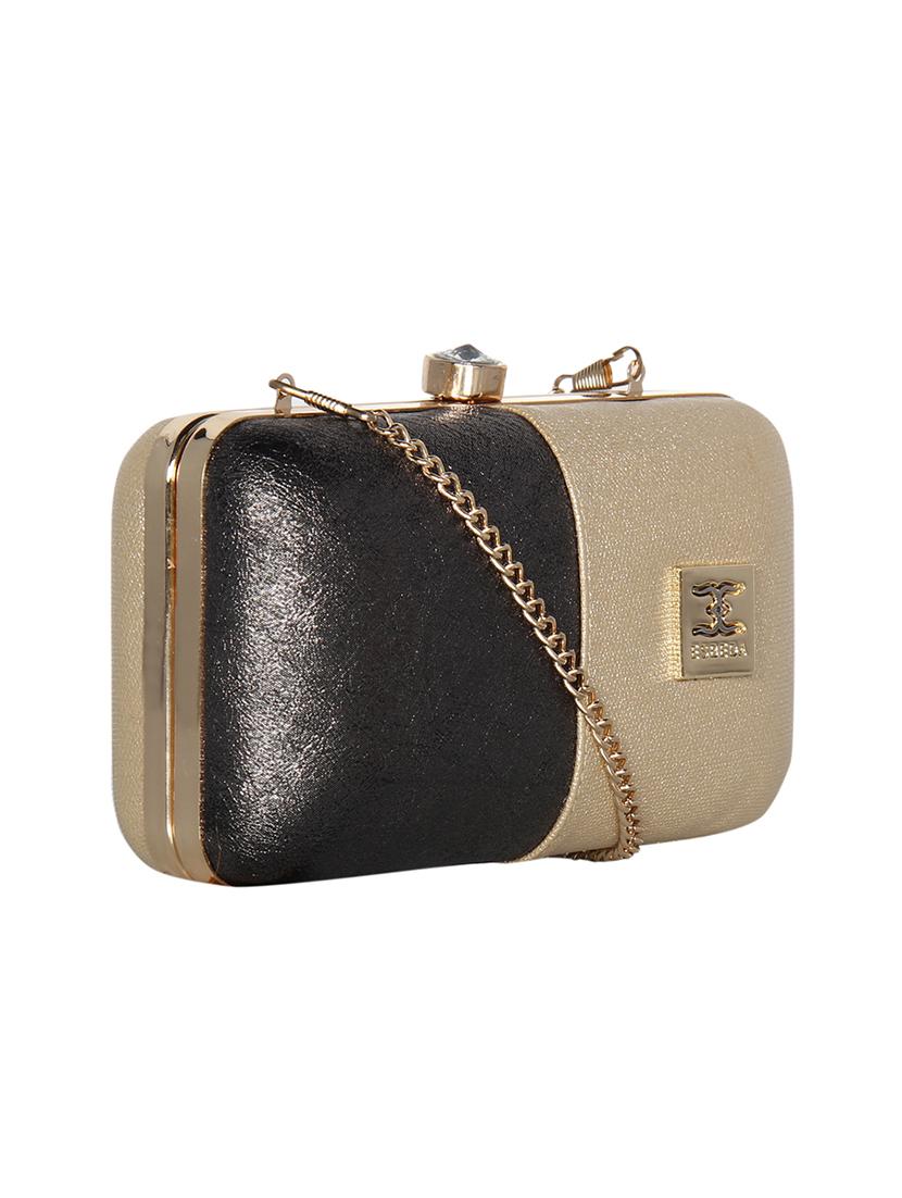 gold leatherette (pu) box clutch - 16440949 - Standard Image - 3