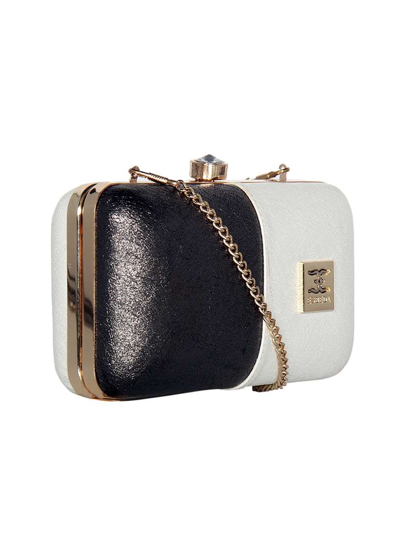 white leatherette (pu) box clutch - 16440951 - Standard Image - 3