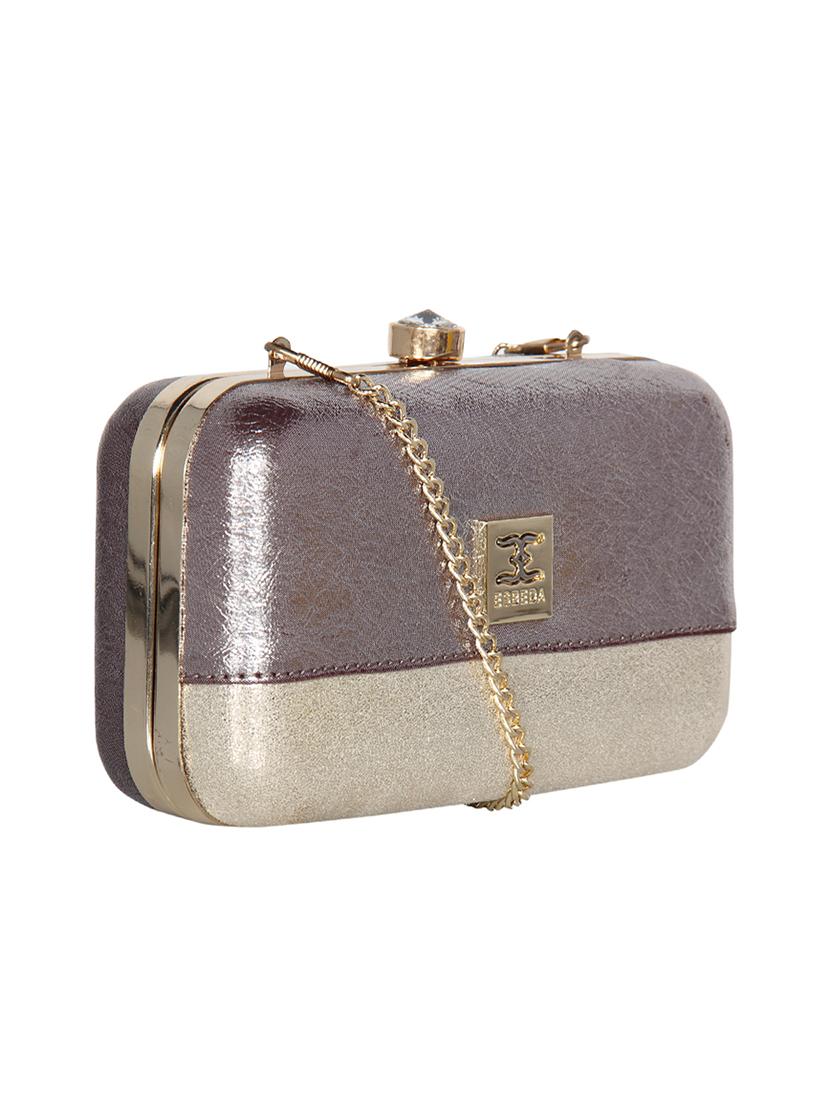 gold leatherette (pu) box clutch - 16440959 - Standard Image - 3
