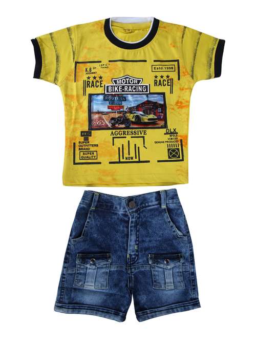 yellow cotton shorts set - 16441149 - Standard Image - 0