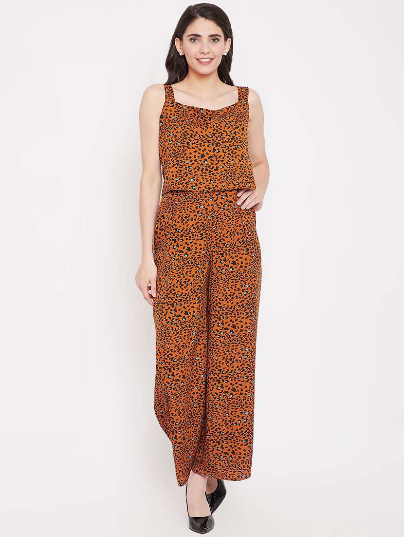 animal printed full leg jumpsuit