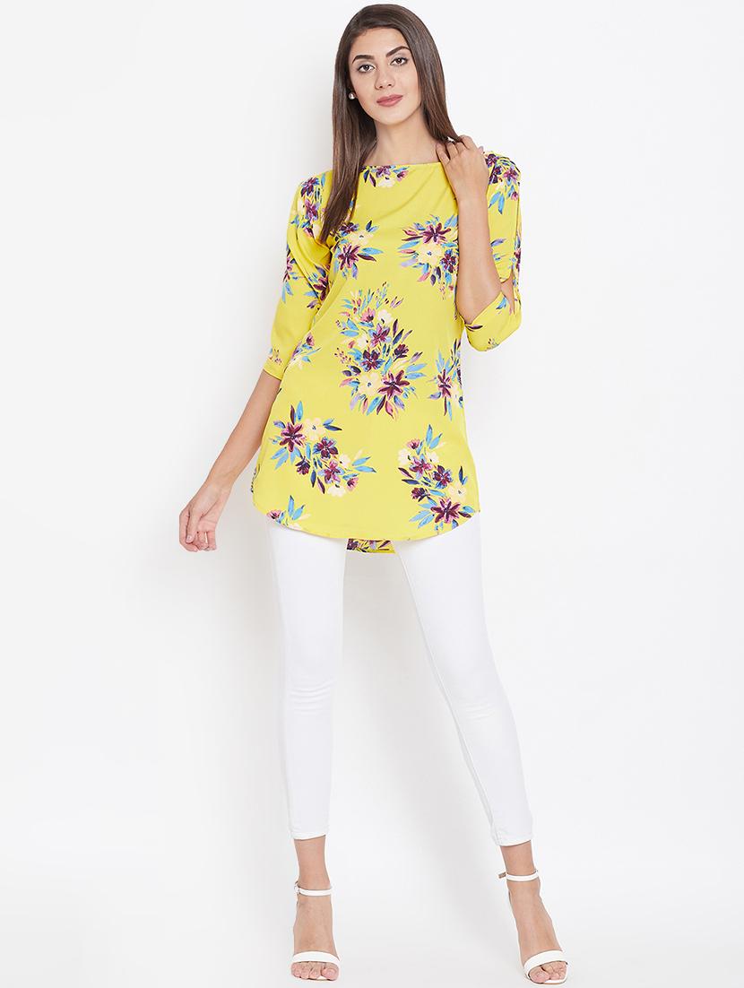 curved hem floral tunic - 16442021 - Standard Image - 3