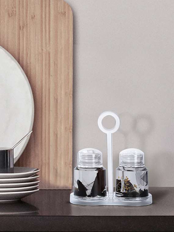  transparent agua acrylic pepper salt holder