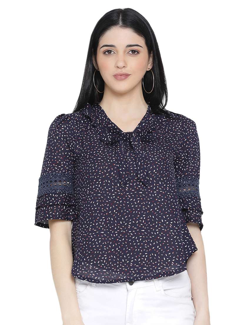 tie up neck lace insert top 