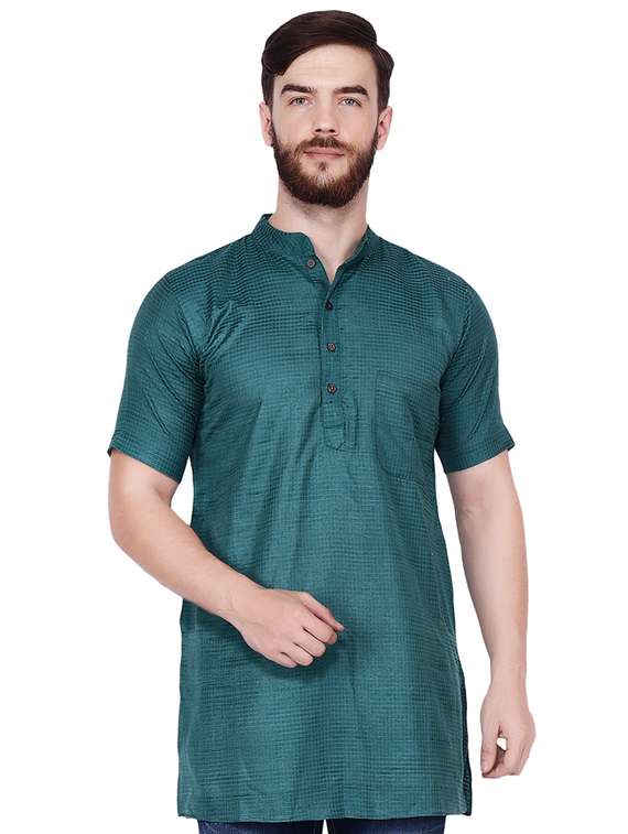 teal blue checkered medium kurta