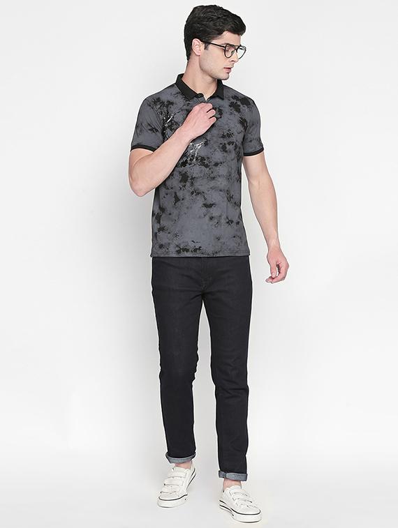grey printed polo t-shirt - 16447029 - Standard Image - 3