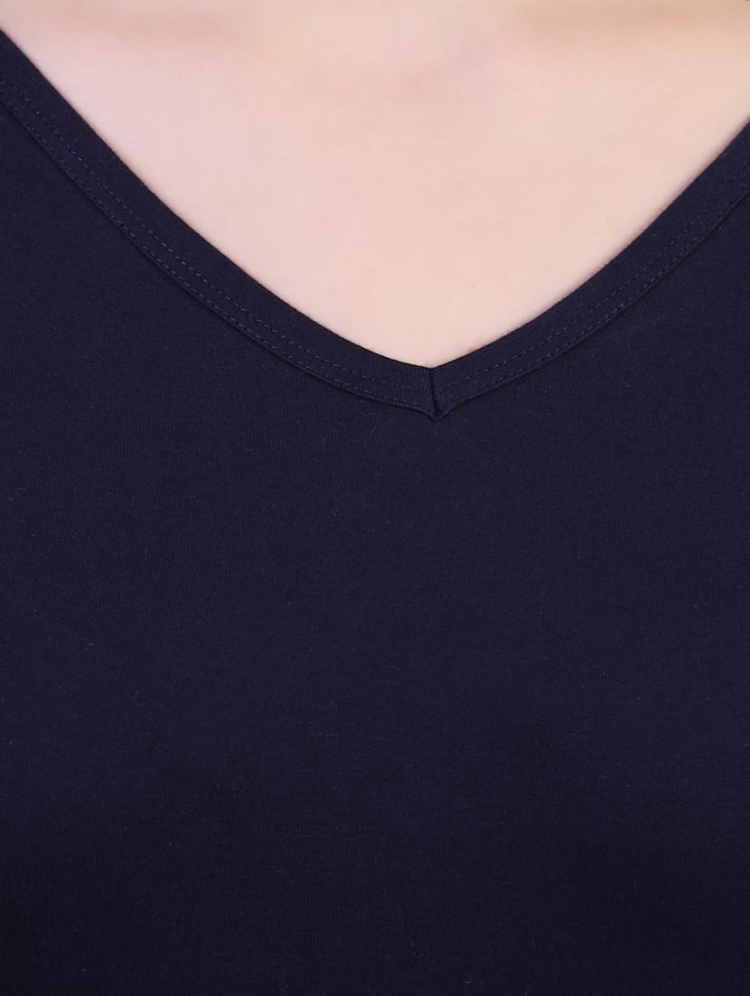 v neck short sleeved solid tee - 16447104 - Standard Image - 3