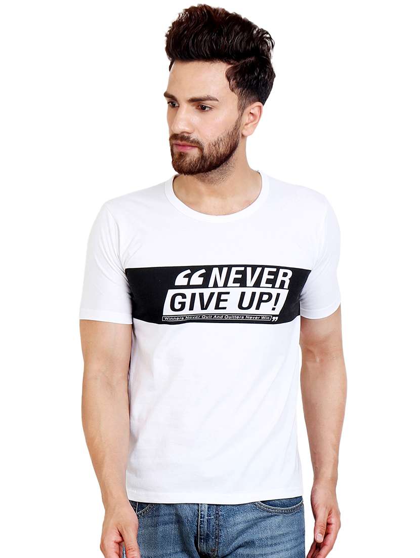 white typographic chest print t-shirt