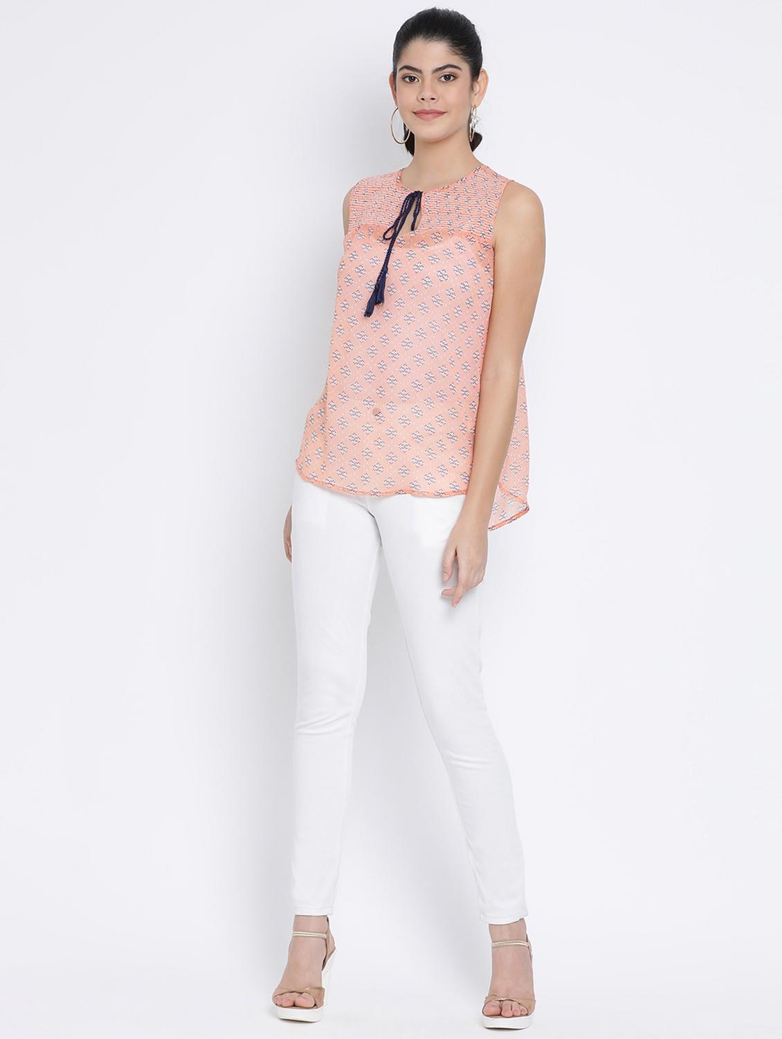 tie up neck printed top - 16448918 - Standard Image - 3