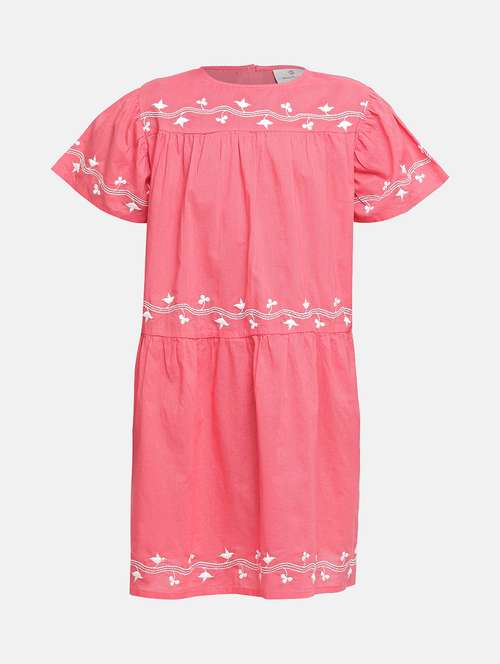 key hole back floral embroidered dress - 16448972 - Standard Image - 0