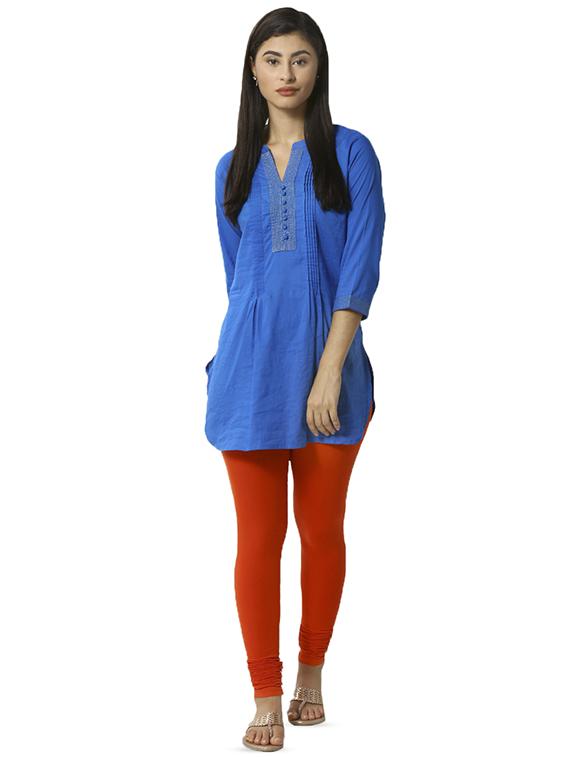 orange solid churidar - 16449114 - Standard Image - 3