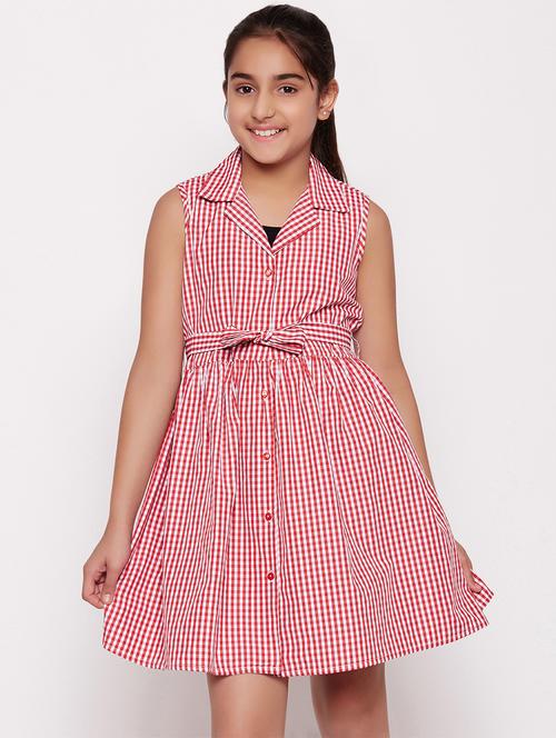 tie knot front checkered frock - 16450502 - Standard Image - 0