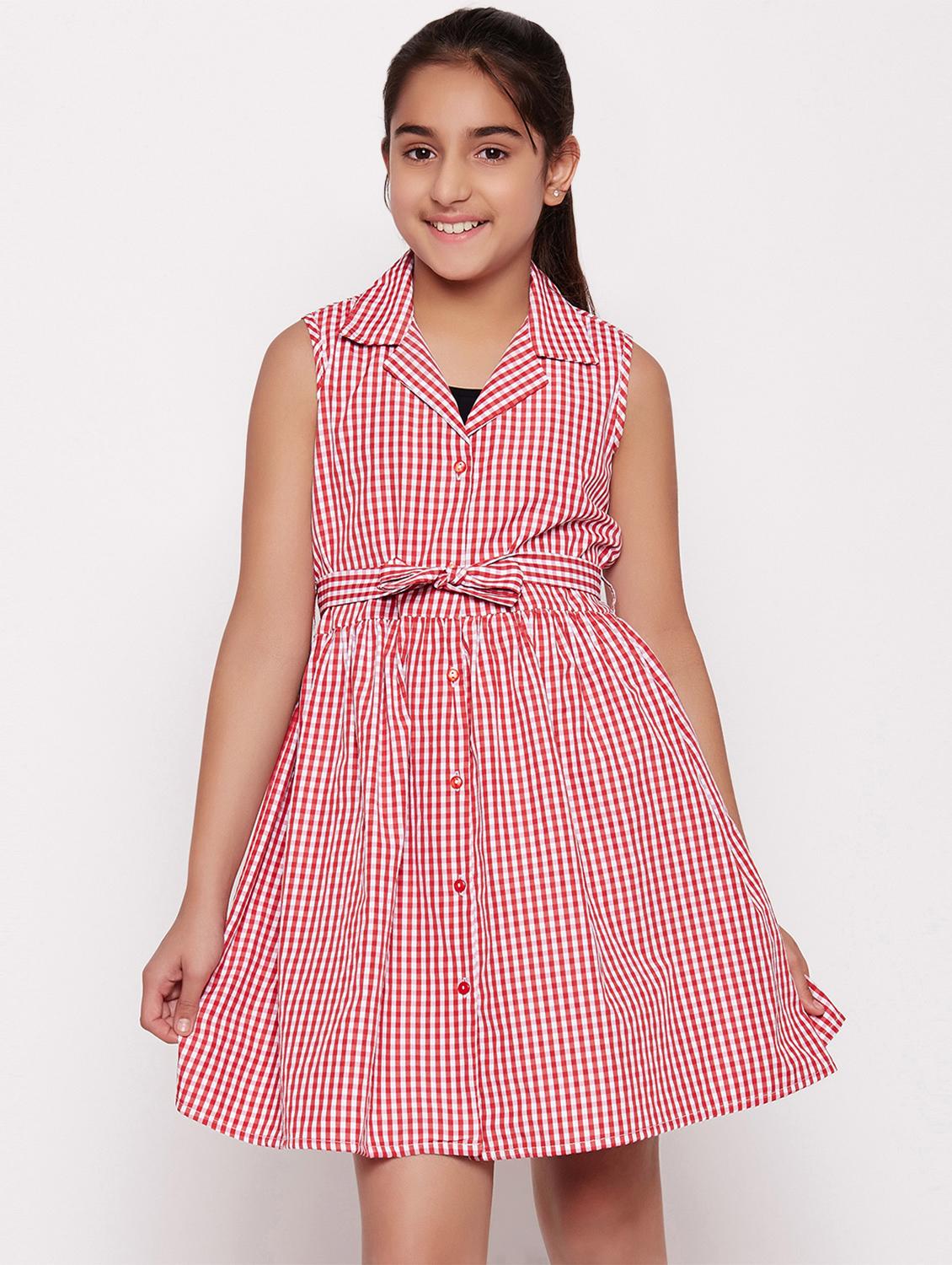 tie knot front checkered frock - 16450502 - Zoom Image - 0
