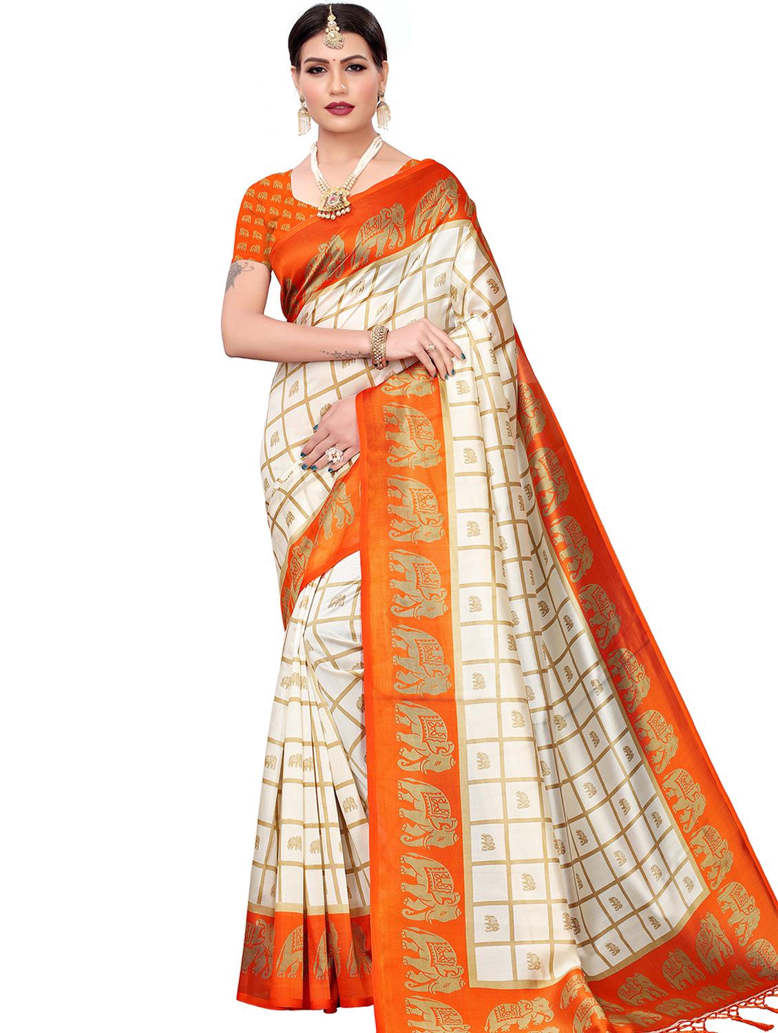 orange art silk mysore saree with blouse - 16451852 - Zoom Image - 0