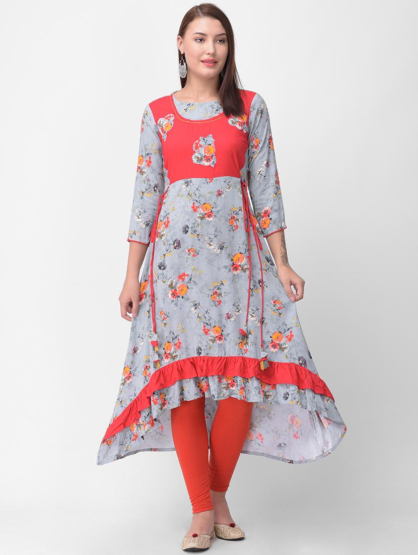 floral high low kurta - 16456254 -  Zoom Image - 0